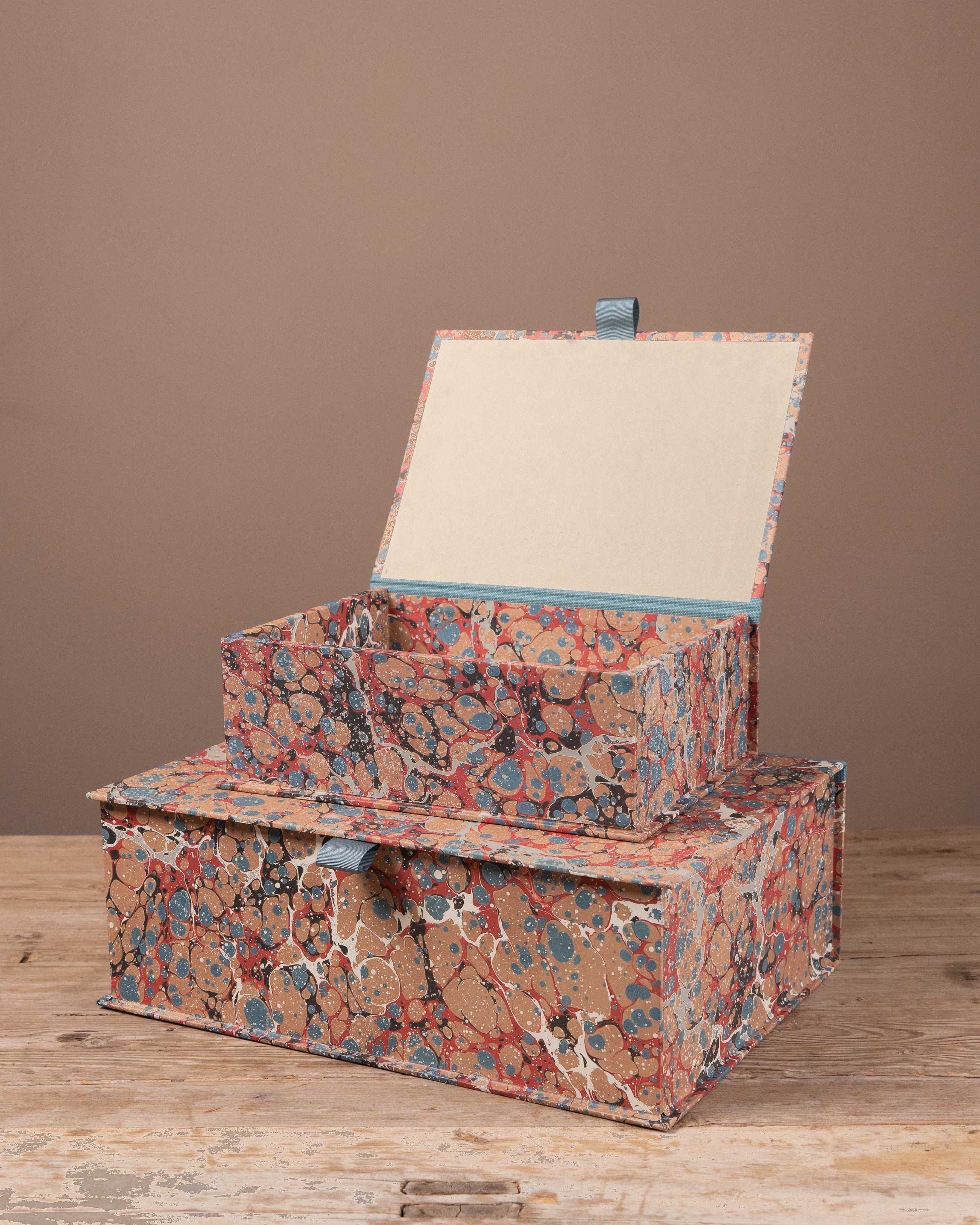Salmon & Blue Spot Marbled Keepsake Box