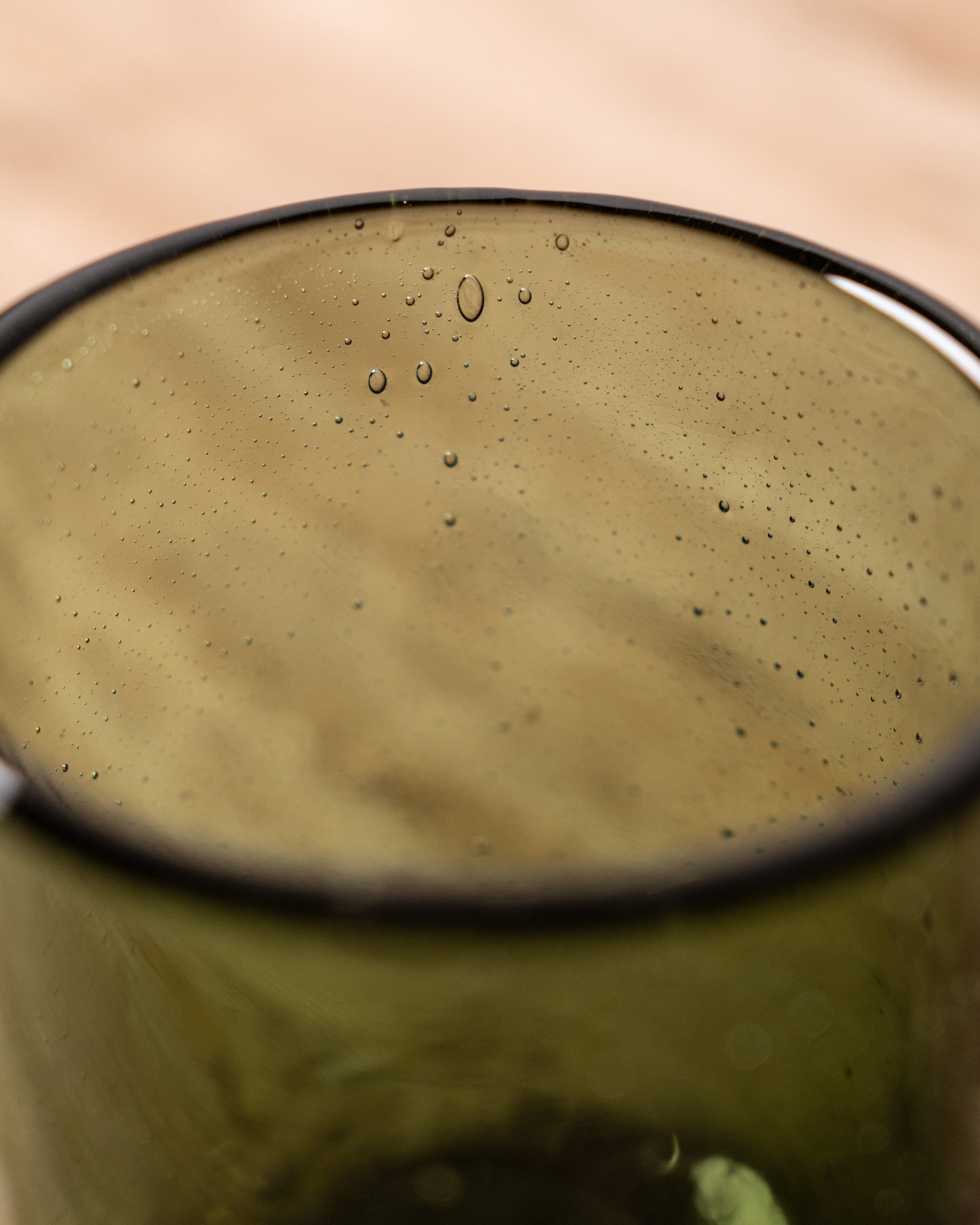 Green glass with bubbles