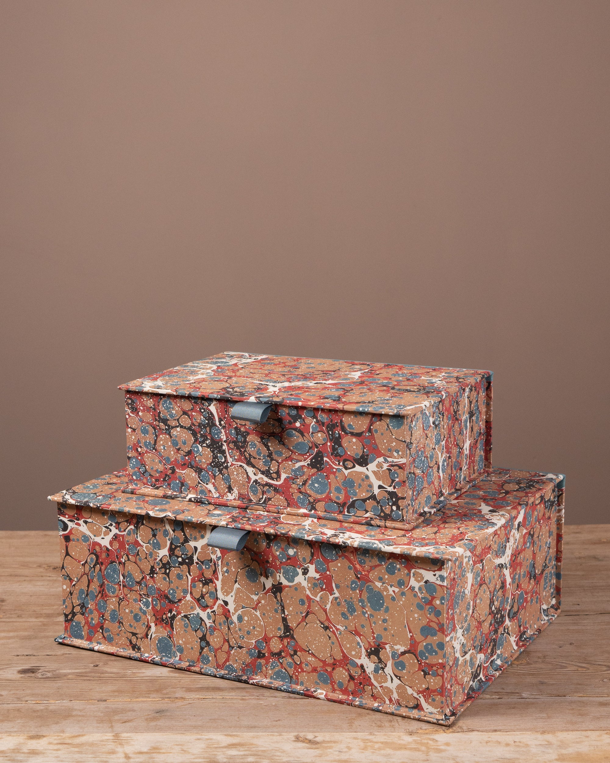 Salmon & Blue Spot Marbled Keepsake Box