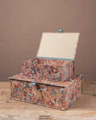 Salmon & Blue Spot Marbled Keepsake Box