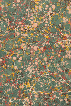Marbled paper texture with green, pink, yellow, and red colors
